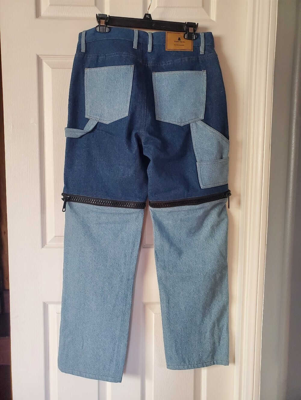 Teddy Fresh Carpenter Convertible Denim Blue Jeans Loose Fit High-waisted Sz 30